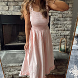 Velma Baby Pink Ruffle Hem Midi