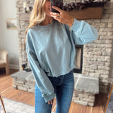 Blue Bubble Hem Pullover