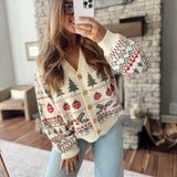 Ivory Christmas Forest Cardigan