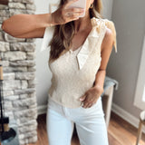 Tan Zarela Tie Shoulder Knit Tank