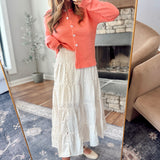 Off White Destinee Floral Midi Skirt