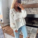 Find Me in Floral Ivory Denim Contrast Jacket