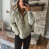 Sage Quilted Half Zip Pullover