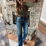 Risen Dark HR Straight Distressed Hem Jeans