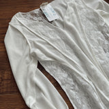 Adorably Captivating Ivory Lace & Thermal V-Neck Long Sleeve