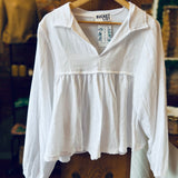 Cindy White Gauze Babydoll Top
