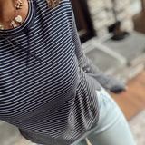 Navy Striped Knit Top