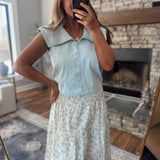 Light Denim Sailor Collar Denim Top