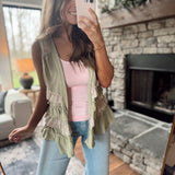 Gretchen Ruffle Sleeveless Open Cardi