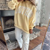 Butter Mother Embroidered Mock Neck Sweatshirt