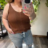 Reba Brown Knit Sweater Tank IN STORE