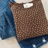 Brown Printed Pointelle Short Sleeve