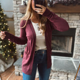 Dark Wine Simple Chic Cardi