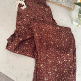 Espresso Ditsy Print Drawstring Barrel Pants