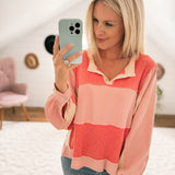 Stevie Peach Blush Color Block Long Sleeve