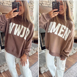 Brown WWJD & Amen Mock Neck Sweatshirt