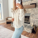 Taupe Gingham Caleigh Top