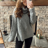 Everyday Grey Textured Turtle Neck Sweater