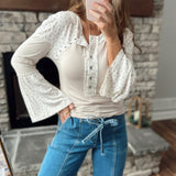 Go With The Flow Oat Multi Bell Sleeve Henley