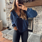 Navy Overcast 1/4 Zip Fleece