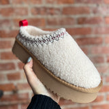 Isaac Off White Sherpa Platform Slippers