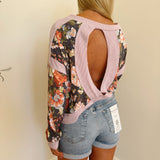Garden Girlie Navy Floral Open Back Top