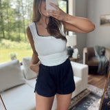 Off White Double Lettuce Edge Tank