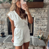 Out Of Reach Cream Scuba Luxe Sleeveless Romper