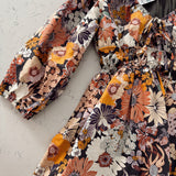 Blooming Frenzy Charcoal Floral Puff Sleeve Mini