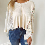 Flouncing Around Cream Oversized Contrast Top
