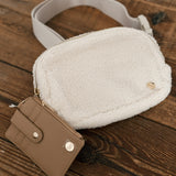 Cream Teddy Belt Bag with Card Holder