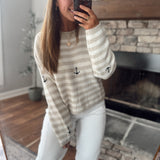 Seaside Stripe Anchor Embroidered Sweater