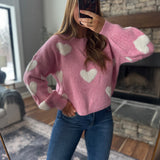 Candy Pink Lovely Heart Sweater