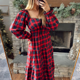 Red Plaid Storybook Maxi Dress