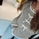 Slate Green Darling Tie Knit Long Sleeve