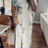 Jacinta Cream Floral Slit Midi