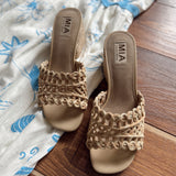 At Peace Natural Woven Chunky Heeled Sandal