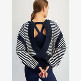 Navy Cross Open Back Pullover