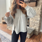 Heather Gray Brushed Waffle Long Sleeve