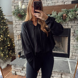 Black Bounce Hem Hoodie