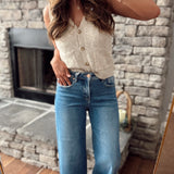 Risen Tummy Control HR Crop Wide Leg Cuffed Denim
