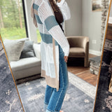 Sand/Seafoam Multi Striped Hoodie Cardigan