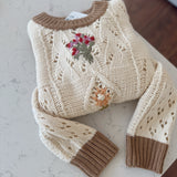 Better Days Natural Flower Embroidered Knit Sweater