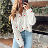 Snow Heart Embroidered Piper Knit Cardigan