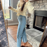 Mica Light Super HR Wide Crop Seam Detailing Denim