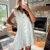 Off White Floral Textured Tiered Mini