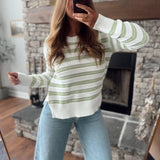 Knit Pick Cream Stripe Open-Knit Sweater