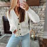 Chill Day Cream V-Neck Button Down Cardi