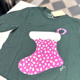 Dark Green Printed Stocking Tee