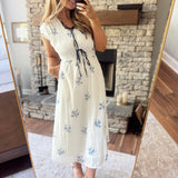 Blue Stripe Me Floral Midi Dress